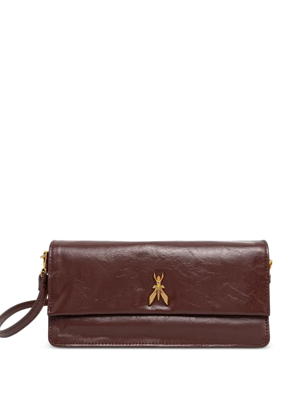 Patrizia Pepe Fly logo calf leather clutch bag - Marrone