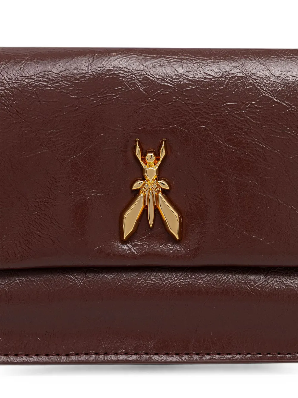 Patrizia Pepe Fly kalfsleren clutch met logo Bruin