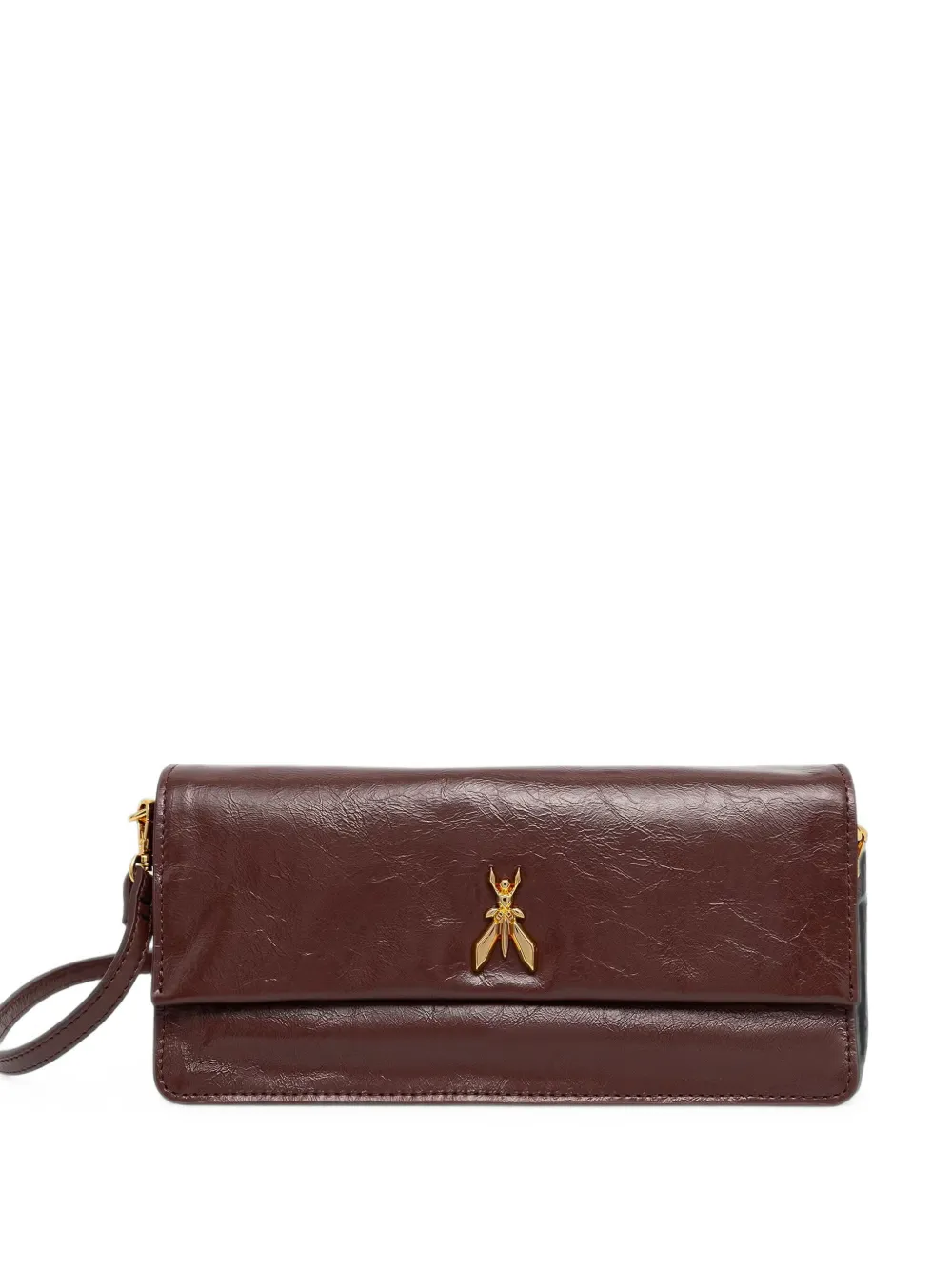 Patrizia Pepe Fly logo calf leather clutch bag - Marrone