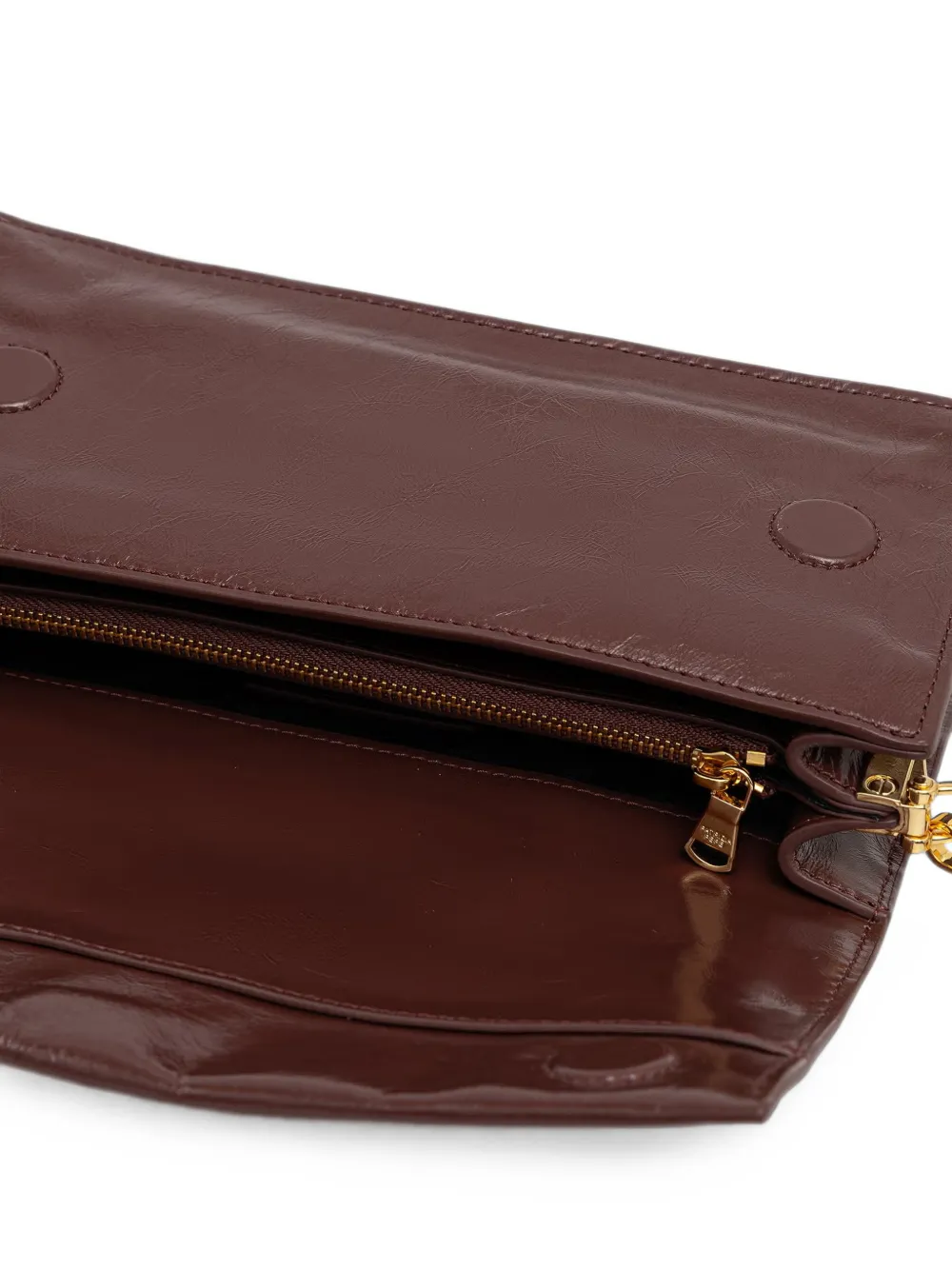 Patrizia Pepe Fly kalfsleren clutch met logo Bruin
