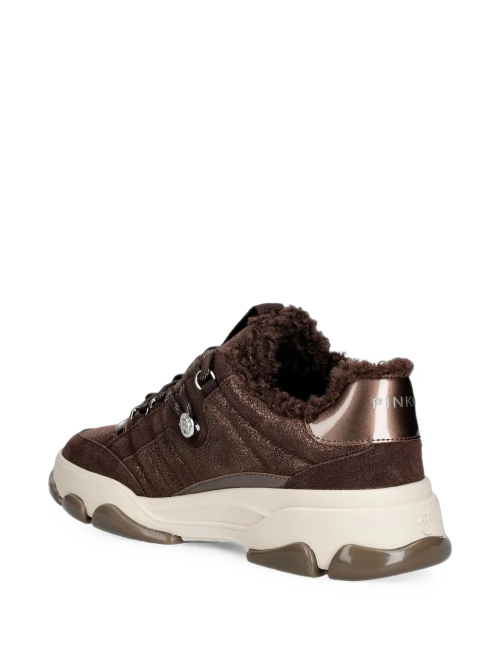 PINKO shearling-trim paneled sneakers Bruin