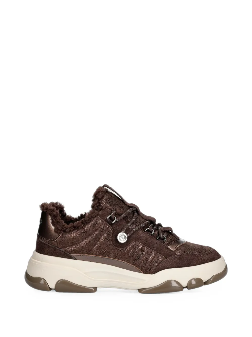 PINKO shearling-trim paneled sneakers Bruin
