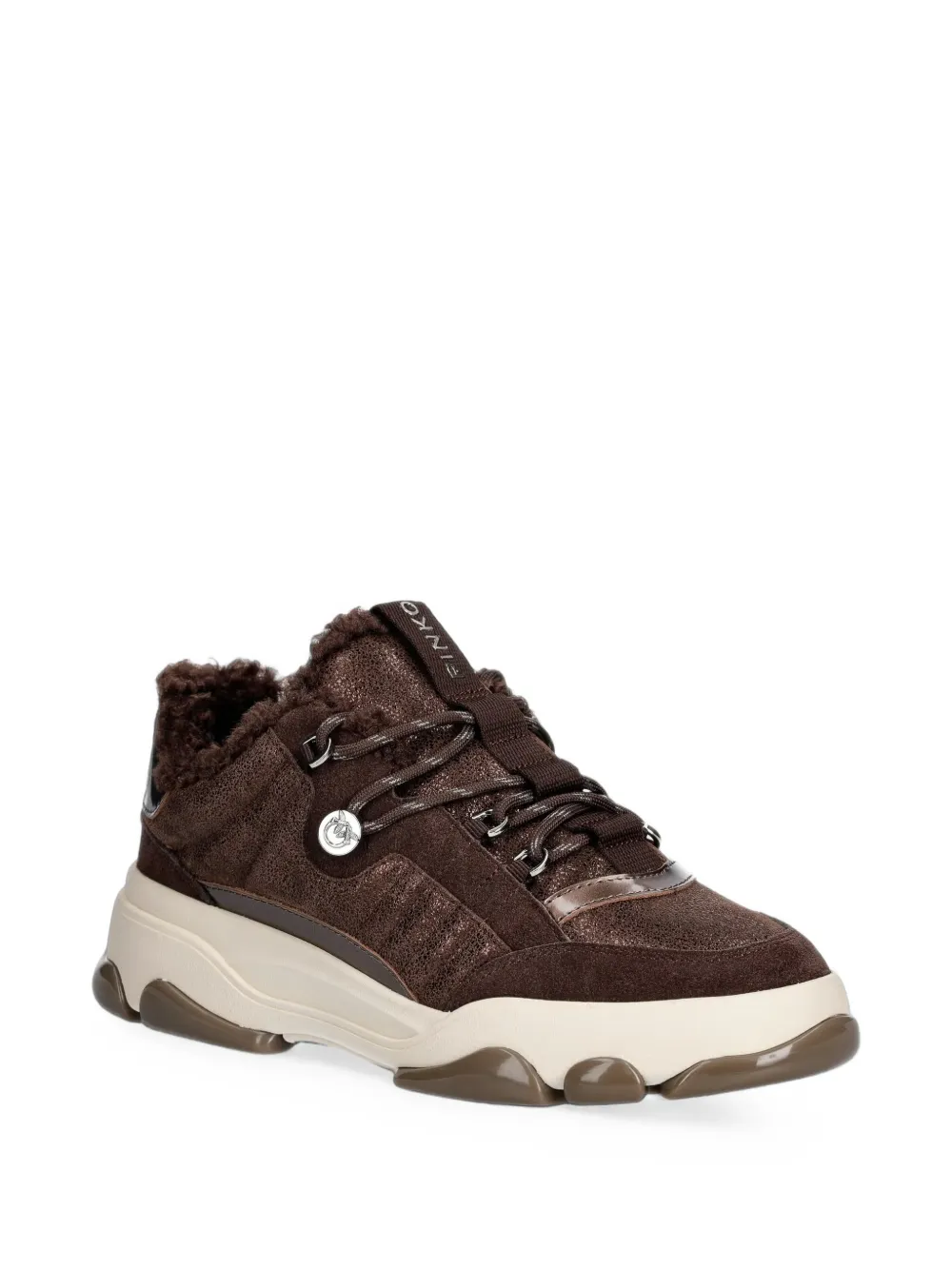PINKO shearling-trim paneled sneakers Bruin
