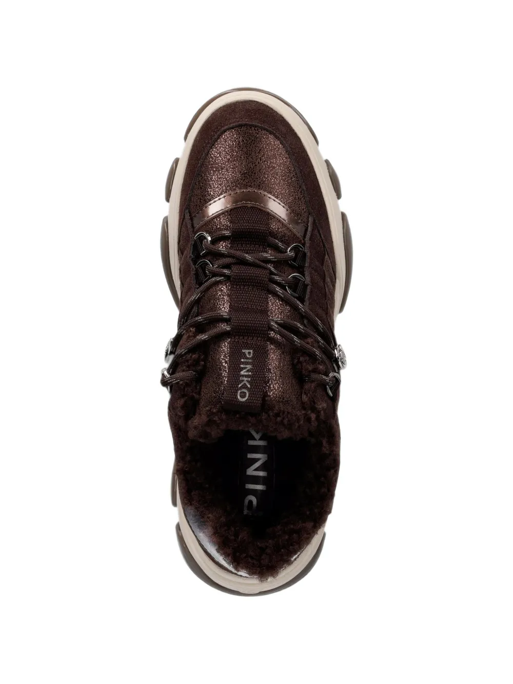 PINKO shearling-trim paneled sneakers Bruin