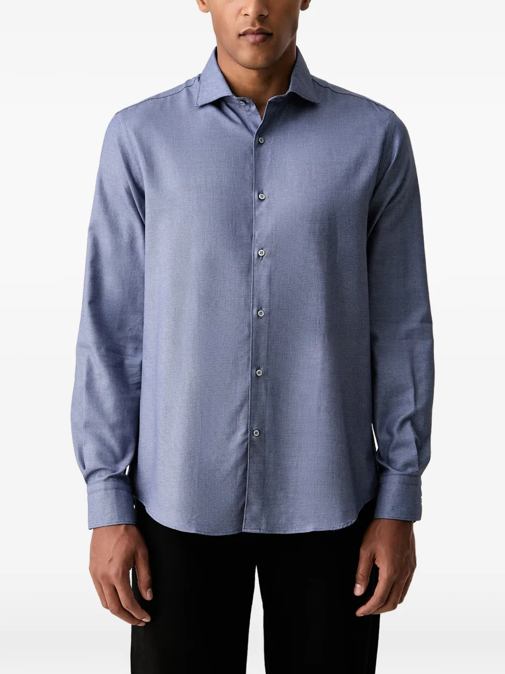 Paul & Shark micro-patterned long-sleeved shirt - Blu