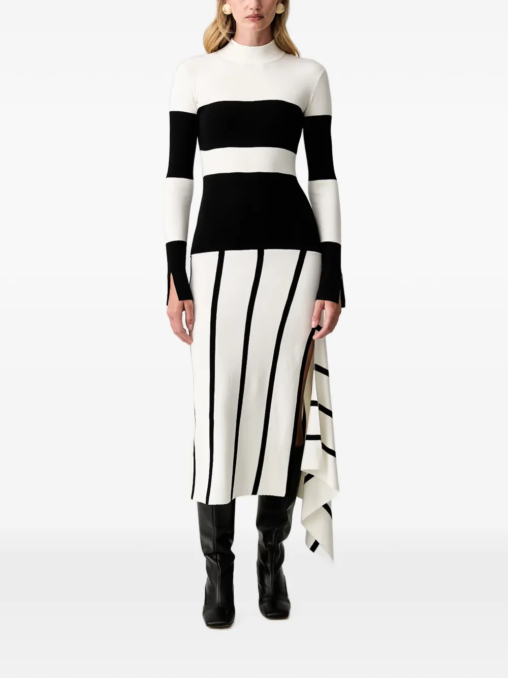 Patrizia Pepe striped open-back midi dress - Bianco