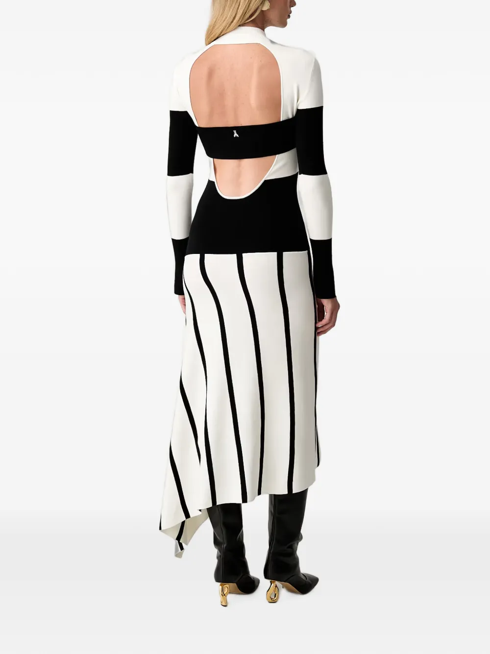 Patrizia Pepe Gestreepte asymmetrische maxi-jurk Wit