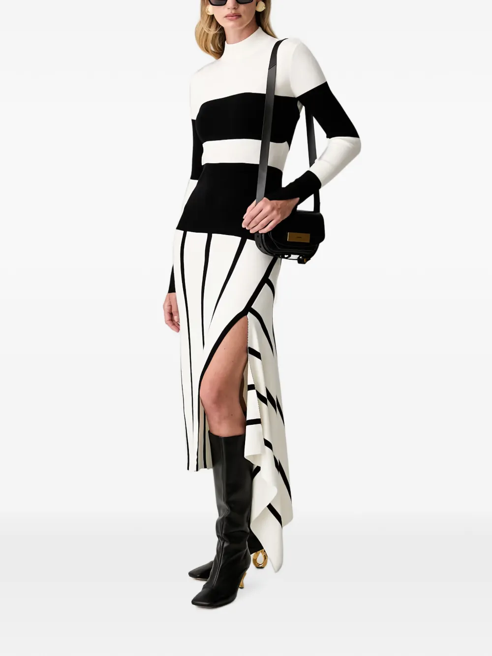 Patrizia Pepe Gestreepte asymmetrische maxi-jurk Wit