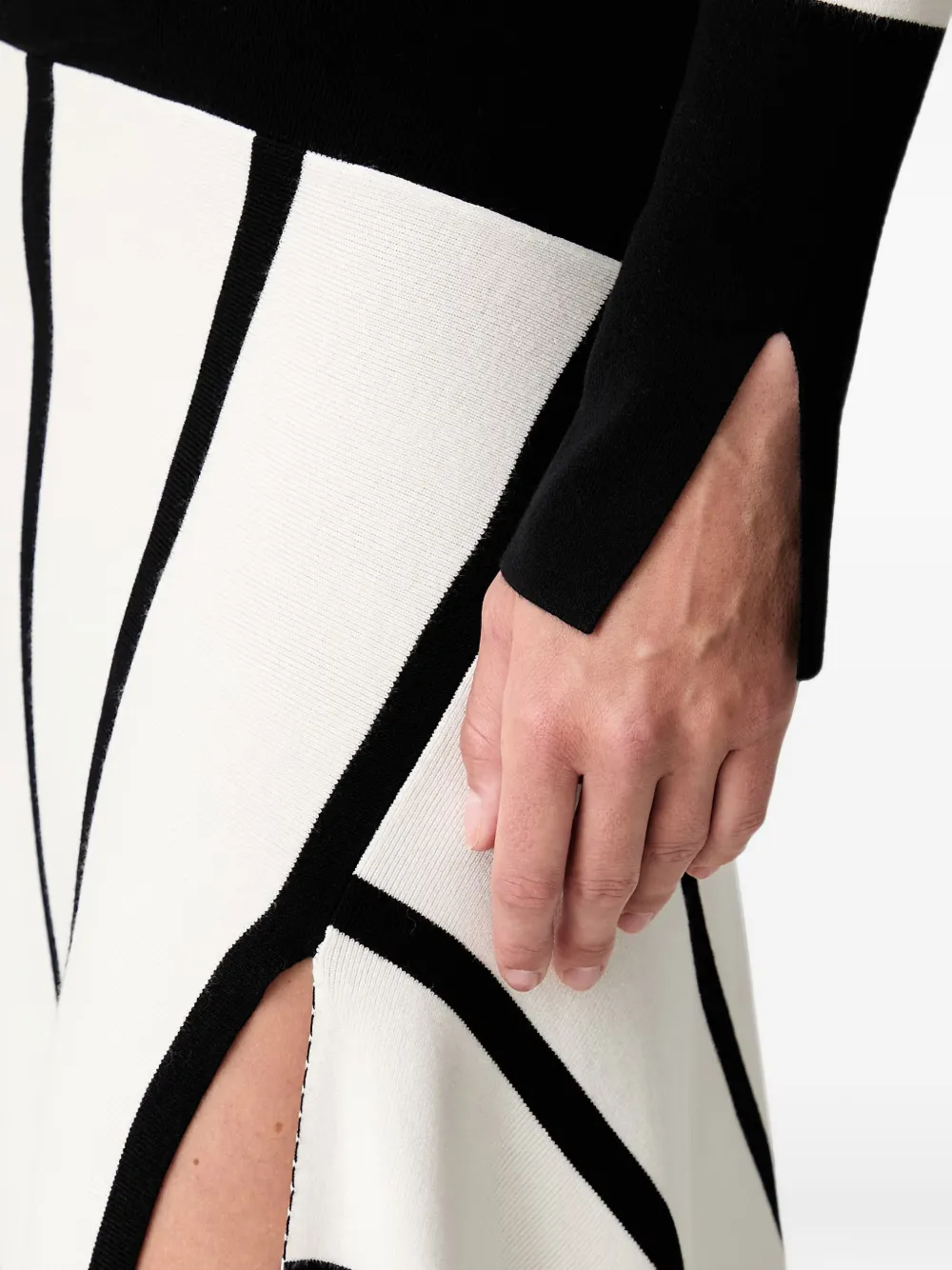Patrizia Pepe Gestreepte asymmetrische maxi-jurk Wit