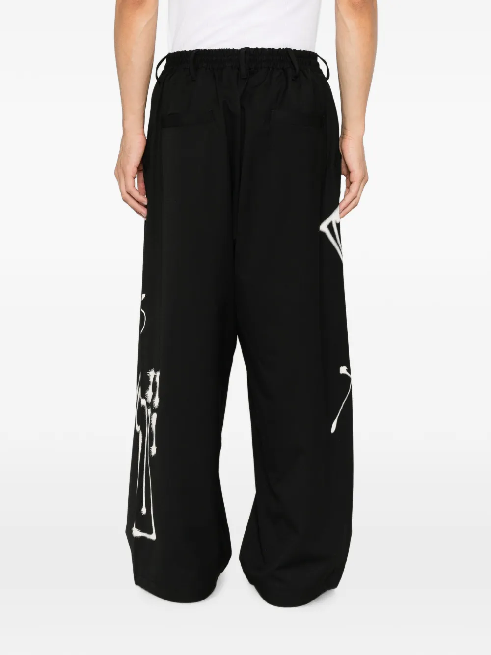 Y-3 graffiti-print wide-leg trousers Zwart