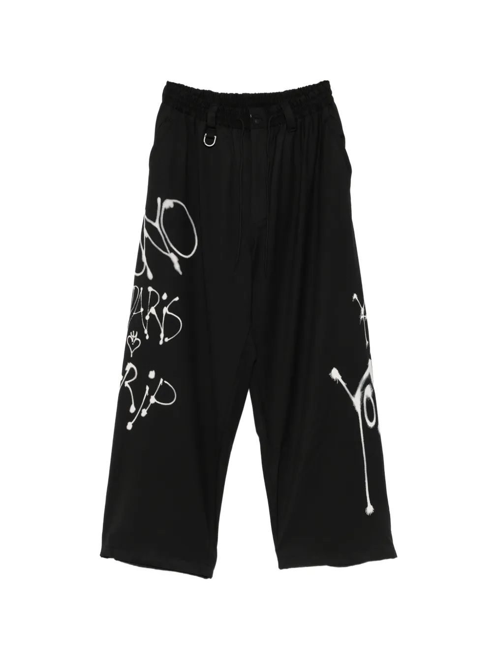 Y-3 graffiti-print wide-leg trousers Zwart