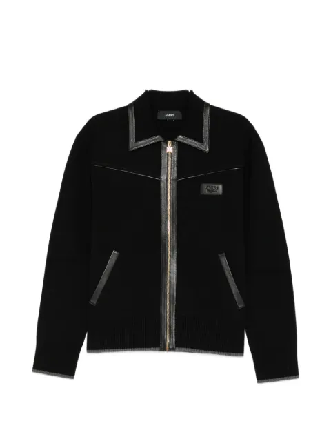 AMIRI leather-trimmed zip-up jacket