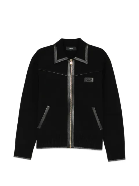 AMIRI leather-trimmed zip-up jacket