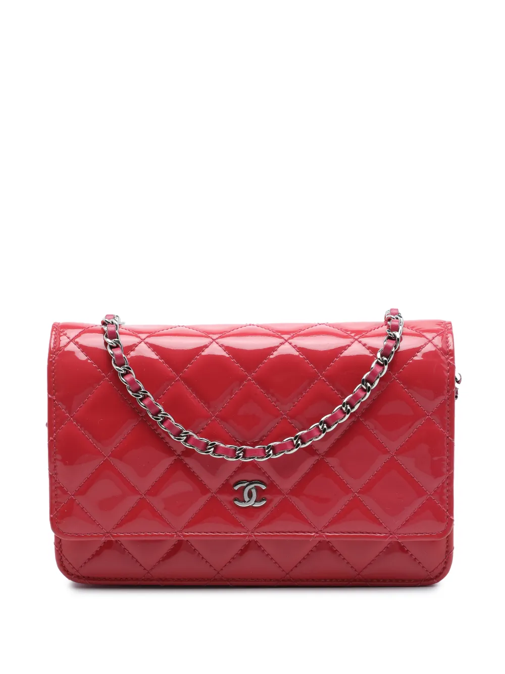 CHANEL Pre-Owned 2014 CC Quilted Patent Wallet On Chain crossbody bag - Rot