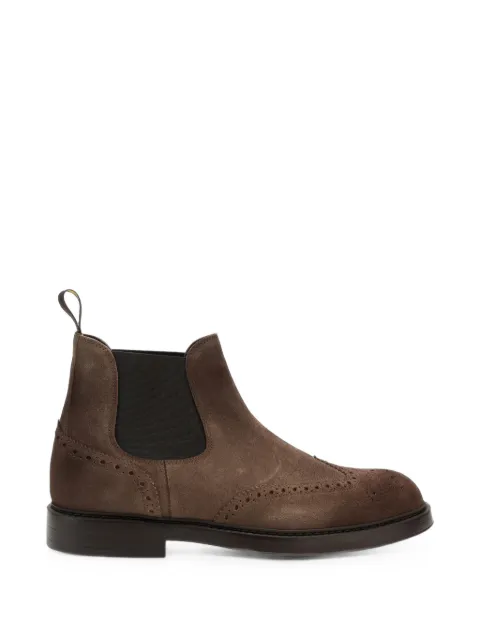 Doucal's brogue-detail suede Chelsea boots