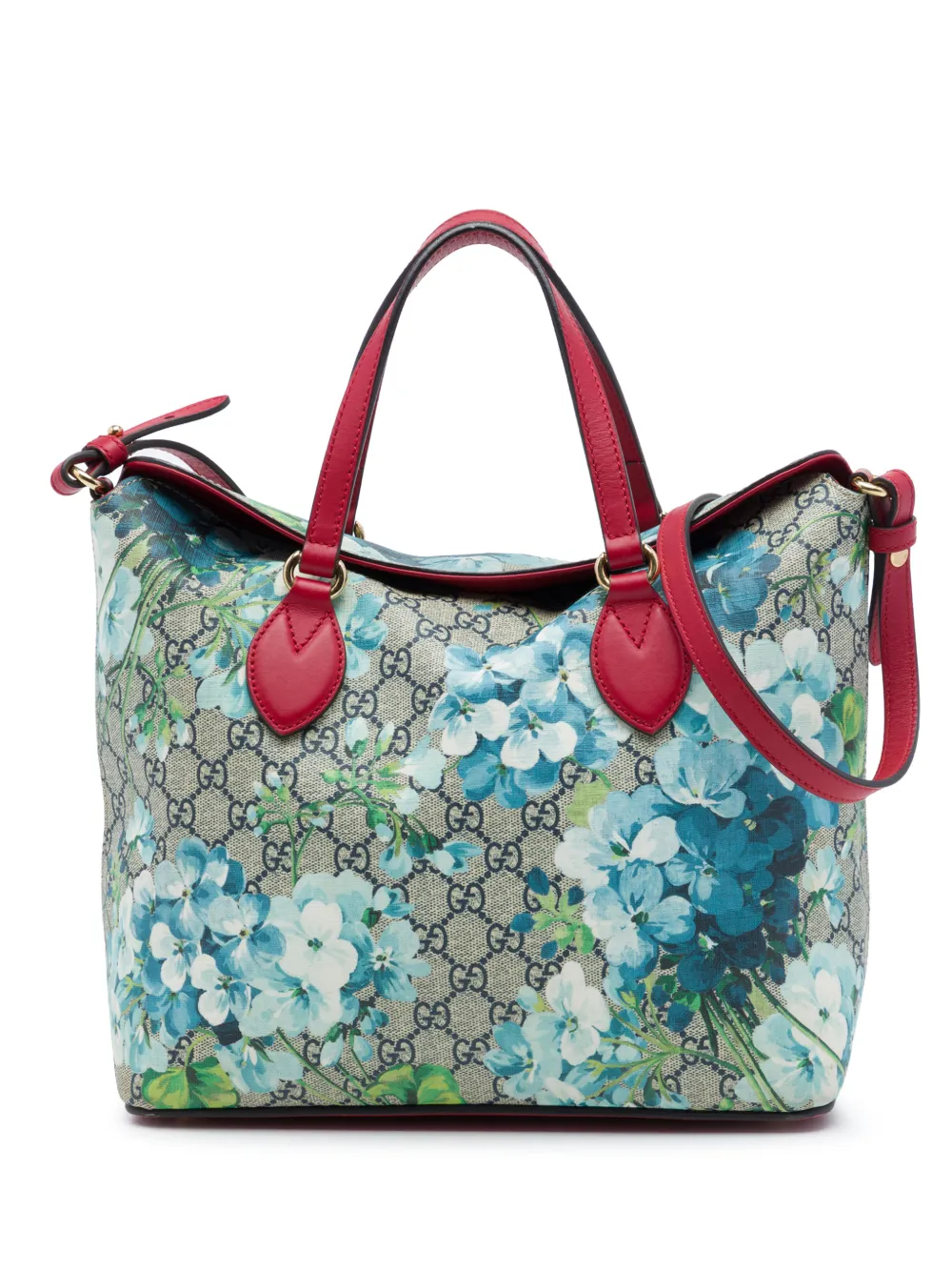 Gucci Pre-Owned 2016-2026 GG Supreme Blooms Linea A Fold Over Tote satchel - Rosso