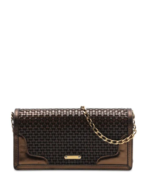 Burberry Pre-Owned 2000-2017 Metallic Woven Calfskin and Suede Flap crossbody bag