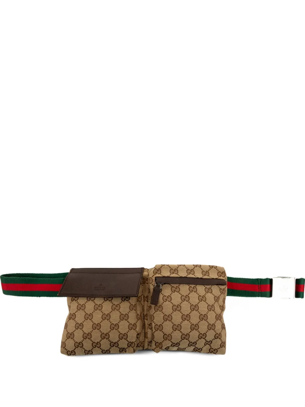 Gucci Pre-Owned Marsupio in tela GG con doppia tasca e decorazione Web 2000-2015 - Toni neutri