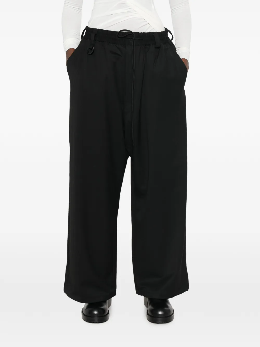 Y-3 Straight broek met trekkoord Zwart
