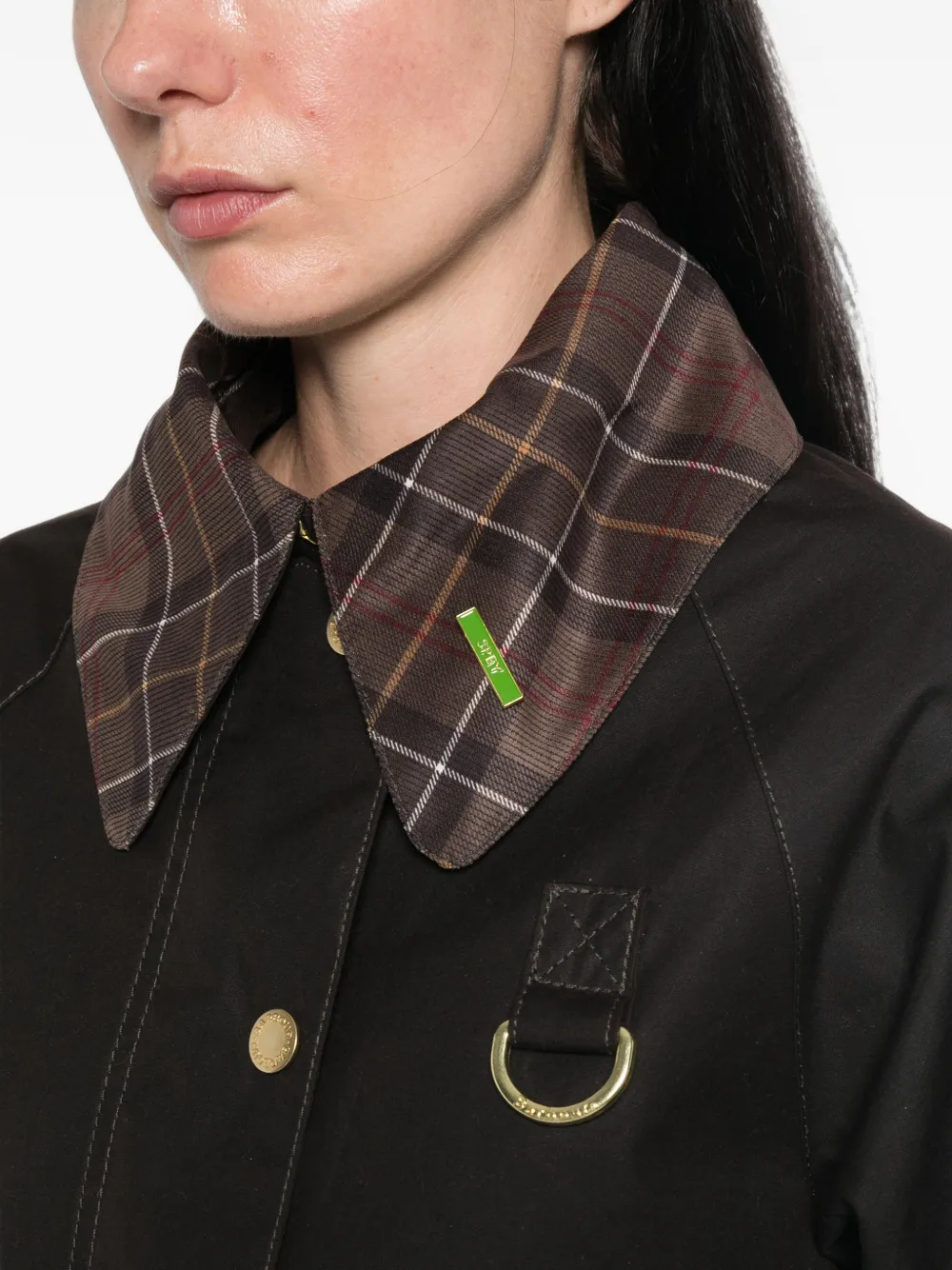 Barbour Spey jack met geruite kraag Bruin