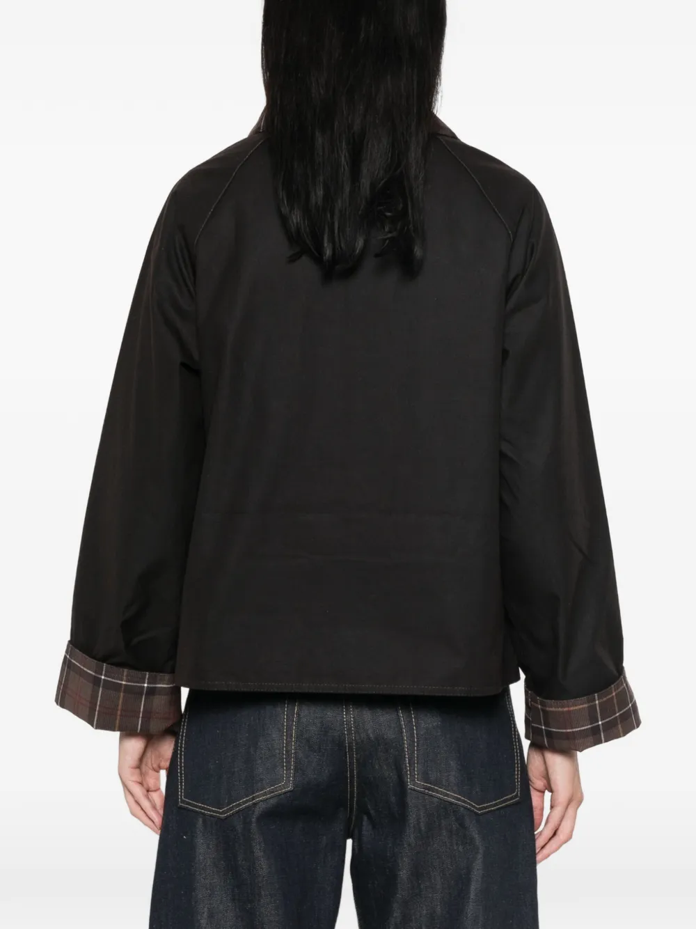 Barbour Spey jack met geruite kraag Bruin