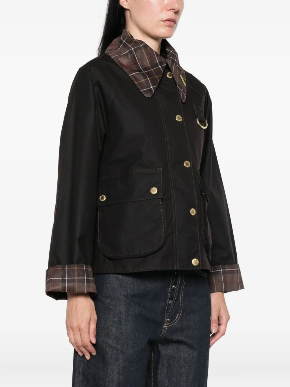 Barbour Spey jack met geruite kraag Bruin