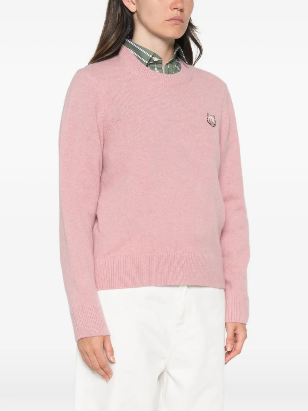 Maison Kitsuné Wollen trui met vossenpatch Roze