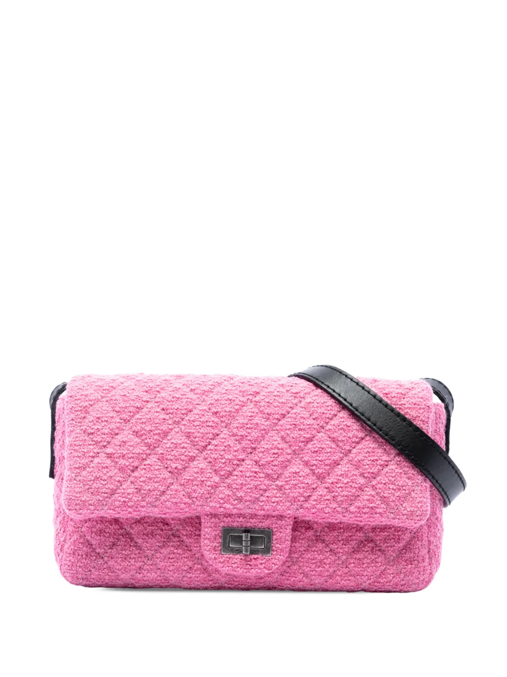 CHANEL Pre-Owned 2009-2010 Small Quilted Tweed Reissue 2.55 Easy Messenger Flap crossbody bag - Rosa