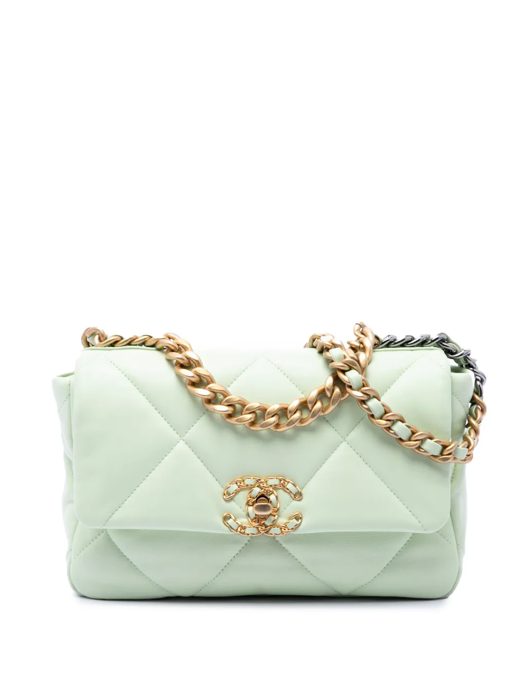 CHANEL Pre-Owned 2021-2026 Medium Lambskin 19 Flap satchel - Verde