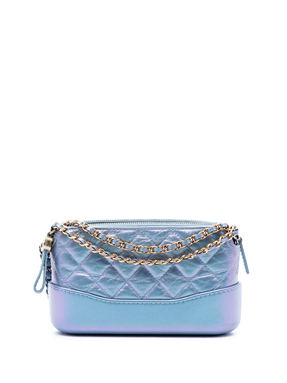 CHANEL Pre-Owned 2019 Iridescent Aged Calfskin Gabrielle Double Zip Clutch with Chain crossbody bag - Blu