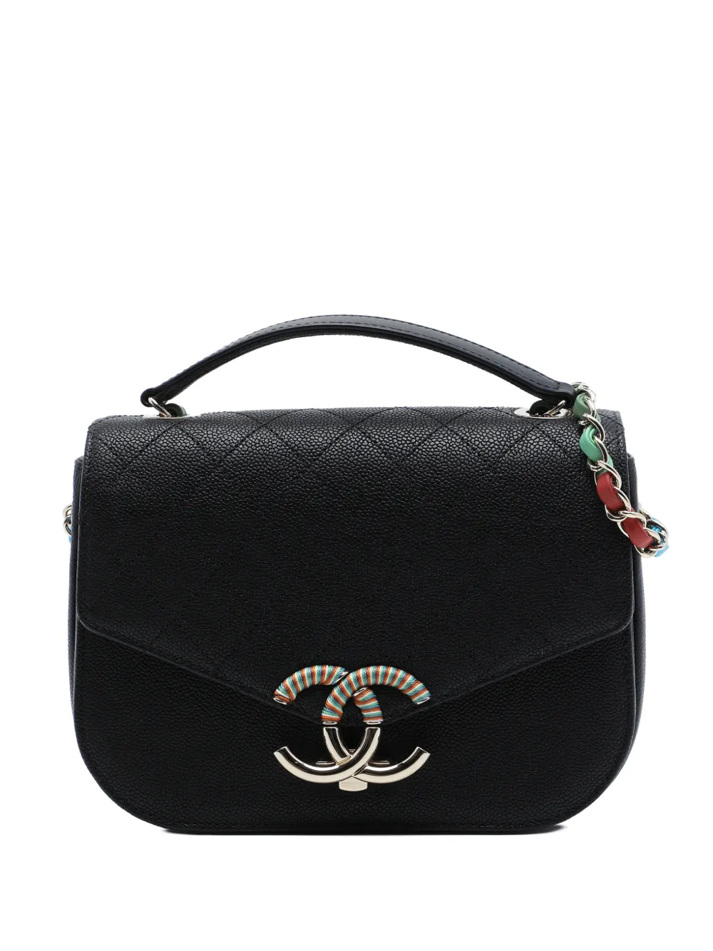 CHANEL Pre-Owned 2016-2017 Paris Cuba Medium Quilted Caviar Thread Around Flap crossbody bag - Schwarz