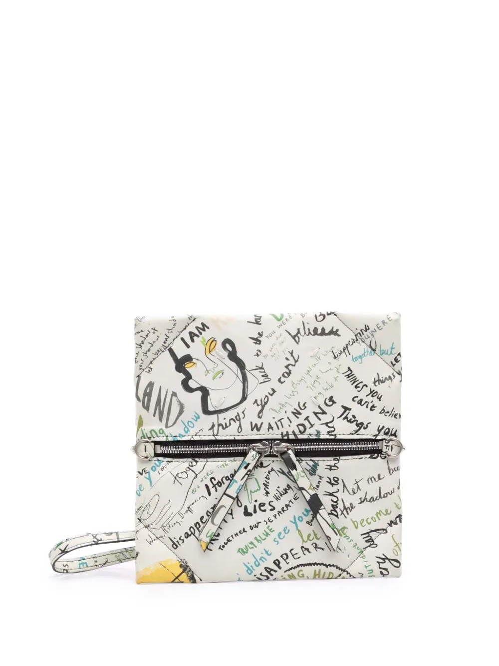 Maison Martin Margiela Pre-Owned 2000-2026 Leather Graffiti Front Zip Pouch coin pouch - Bianco