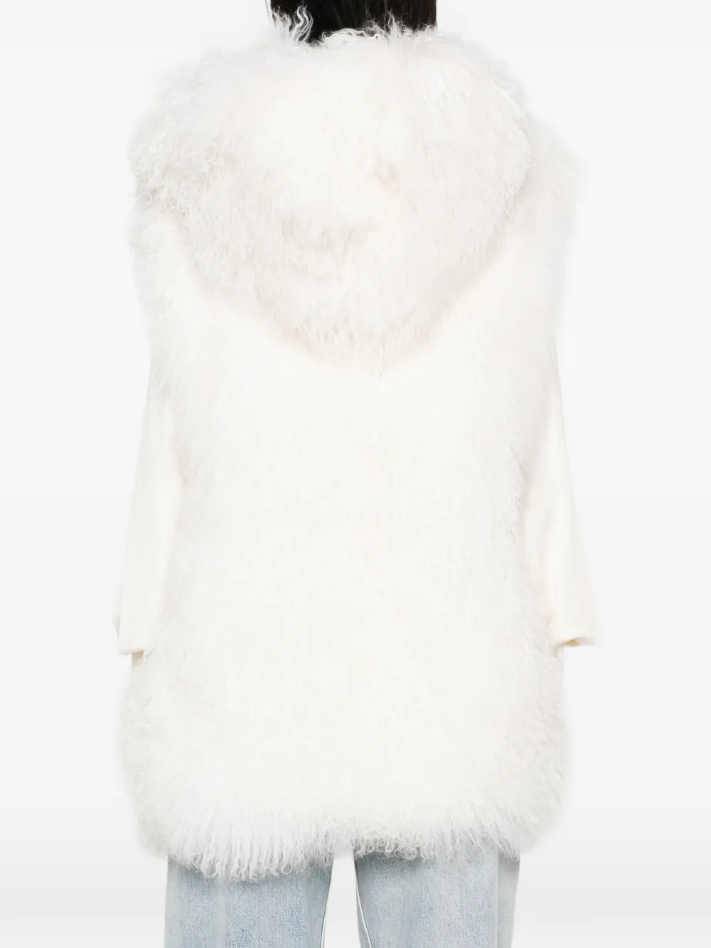Yves Salomon hooded shearling gilet Wit
