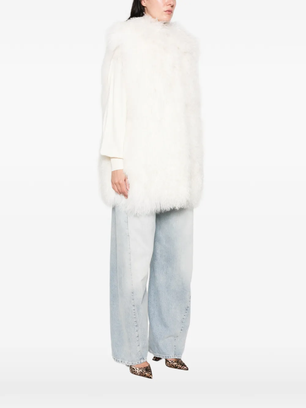 Yves Salomon hooded shearling gilet Wit