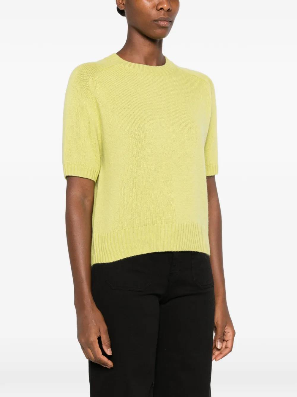 Allude Trui met korte mouwen en geribbelde afwerking Groen