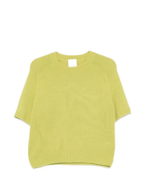 Allude short-sleeve ribbed-trim sweater