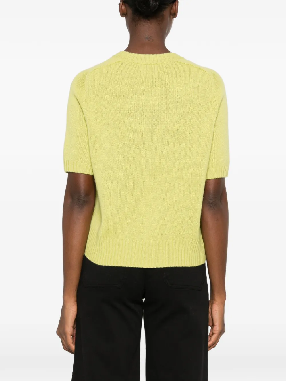 Allude Trui met korte mouwen en geribbelde afwerking Groen