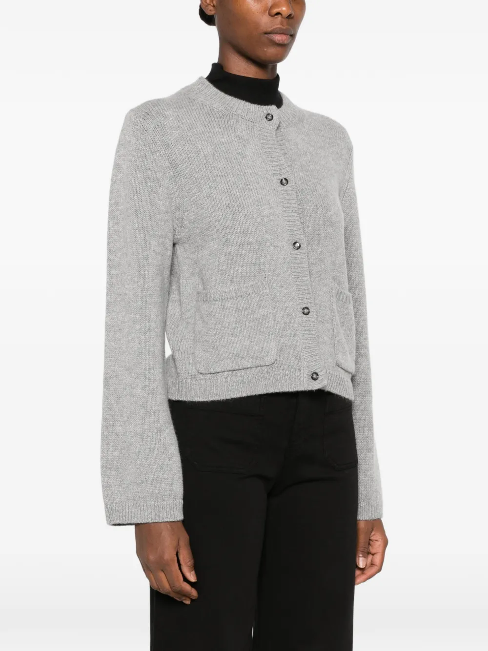 Allude Vest met opgestikte zak en geribbelde afwerking Grijs