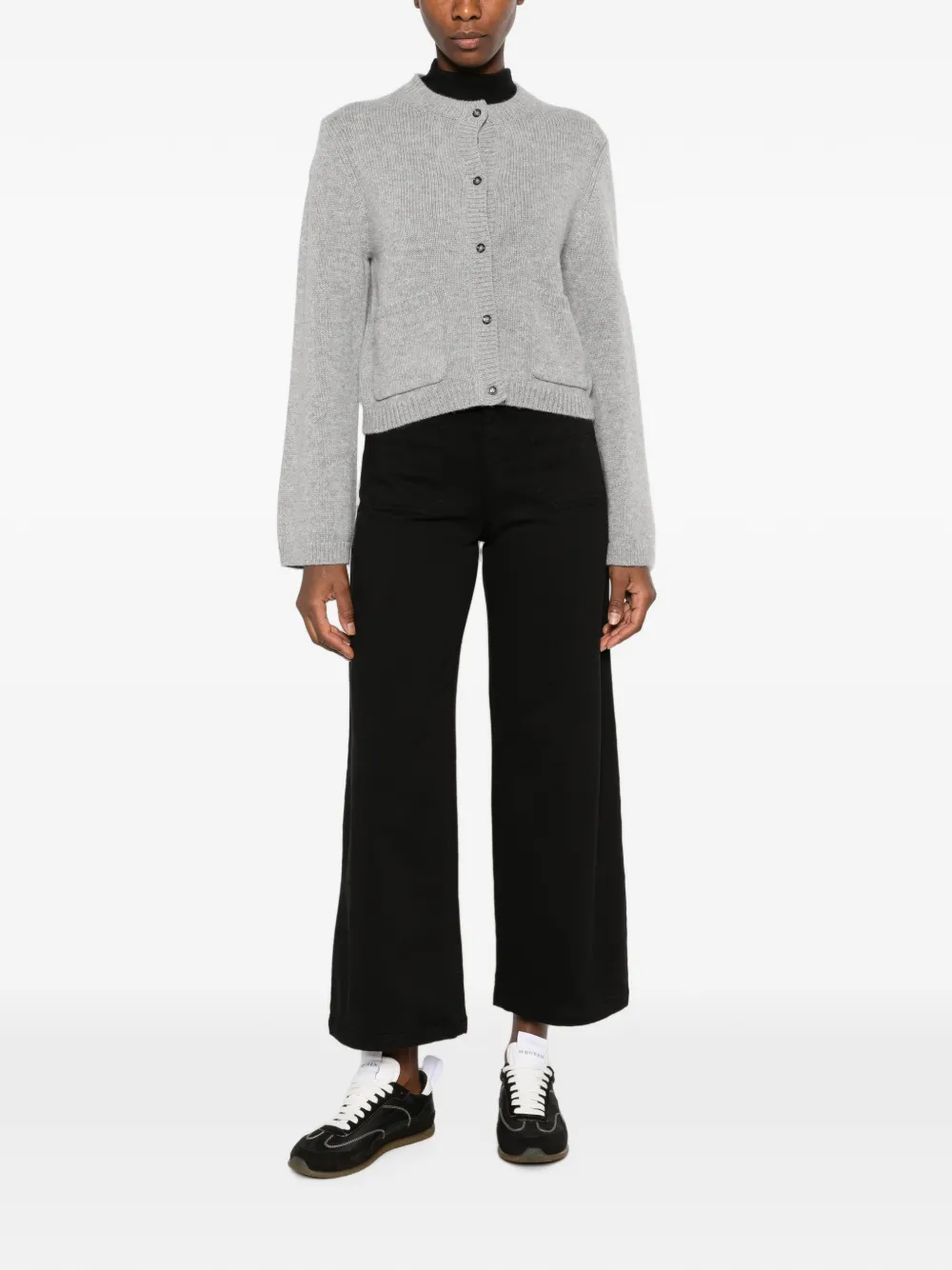 Allude Vest met opgestikte zak en geribbelde afwerking Grijs