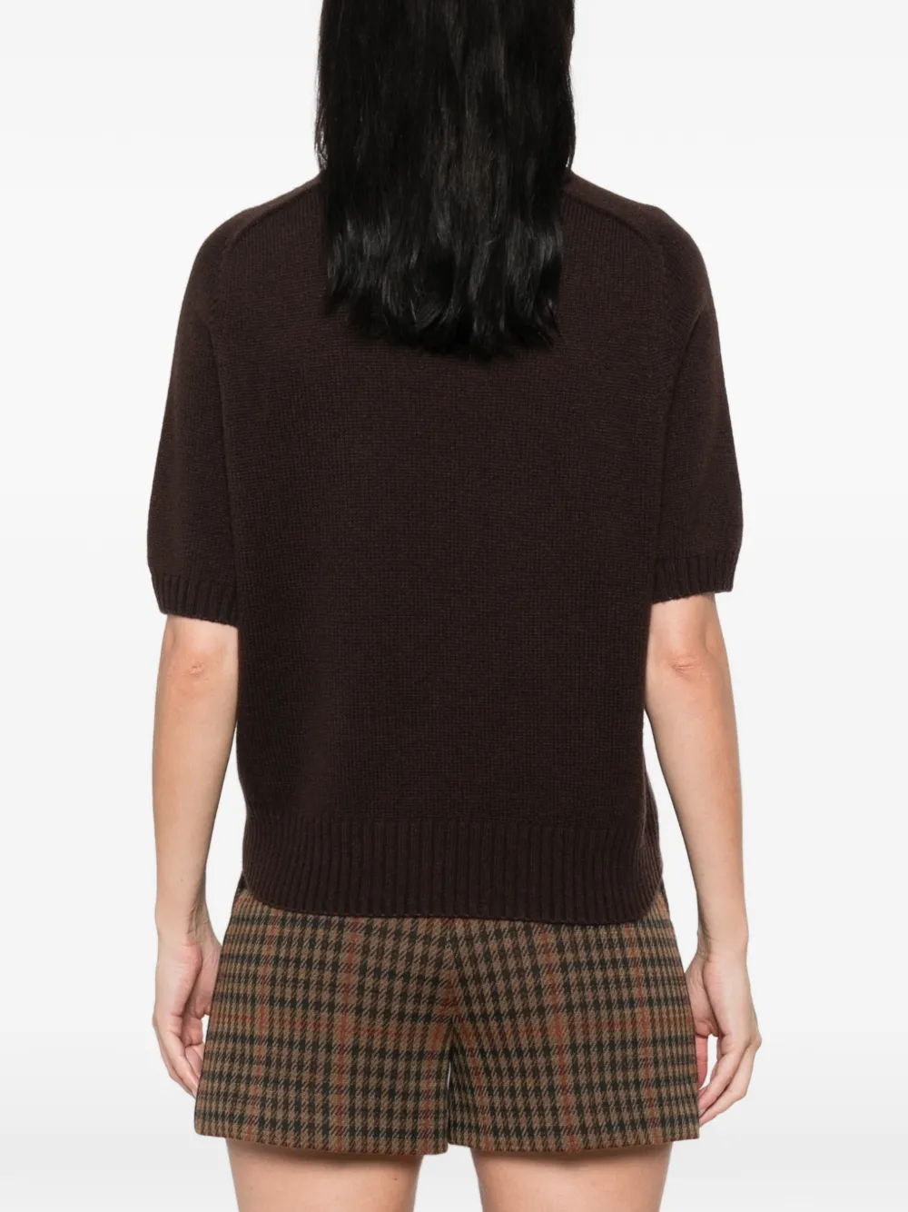 Allude Kasjmier trui met korte mouwen Bruin
