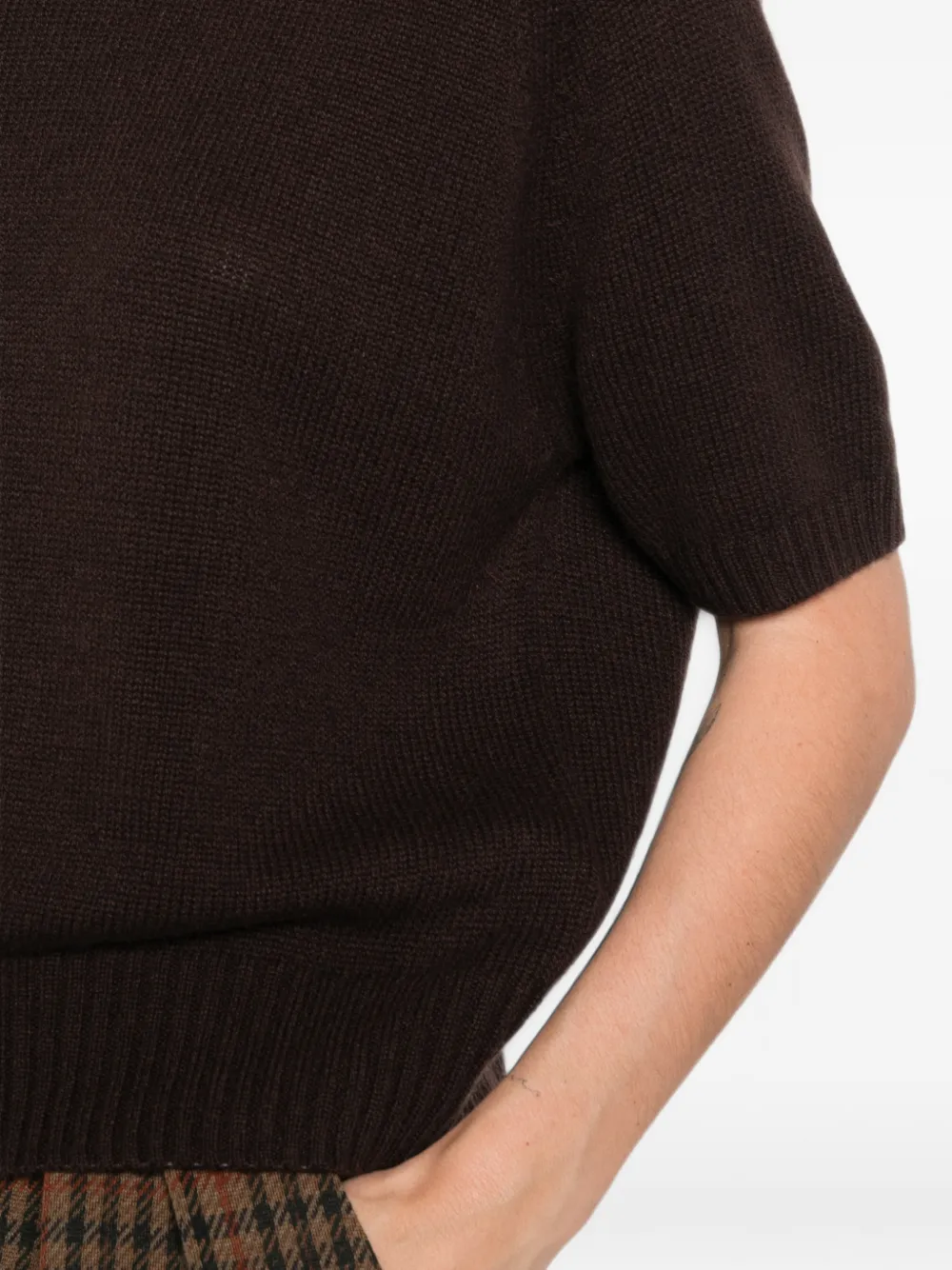 Allude Kasjmier trui met korte mouwen Bruin