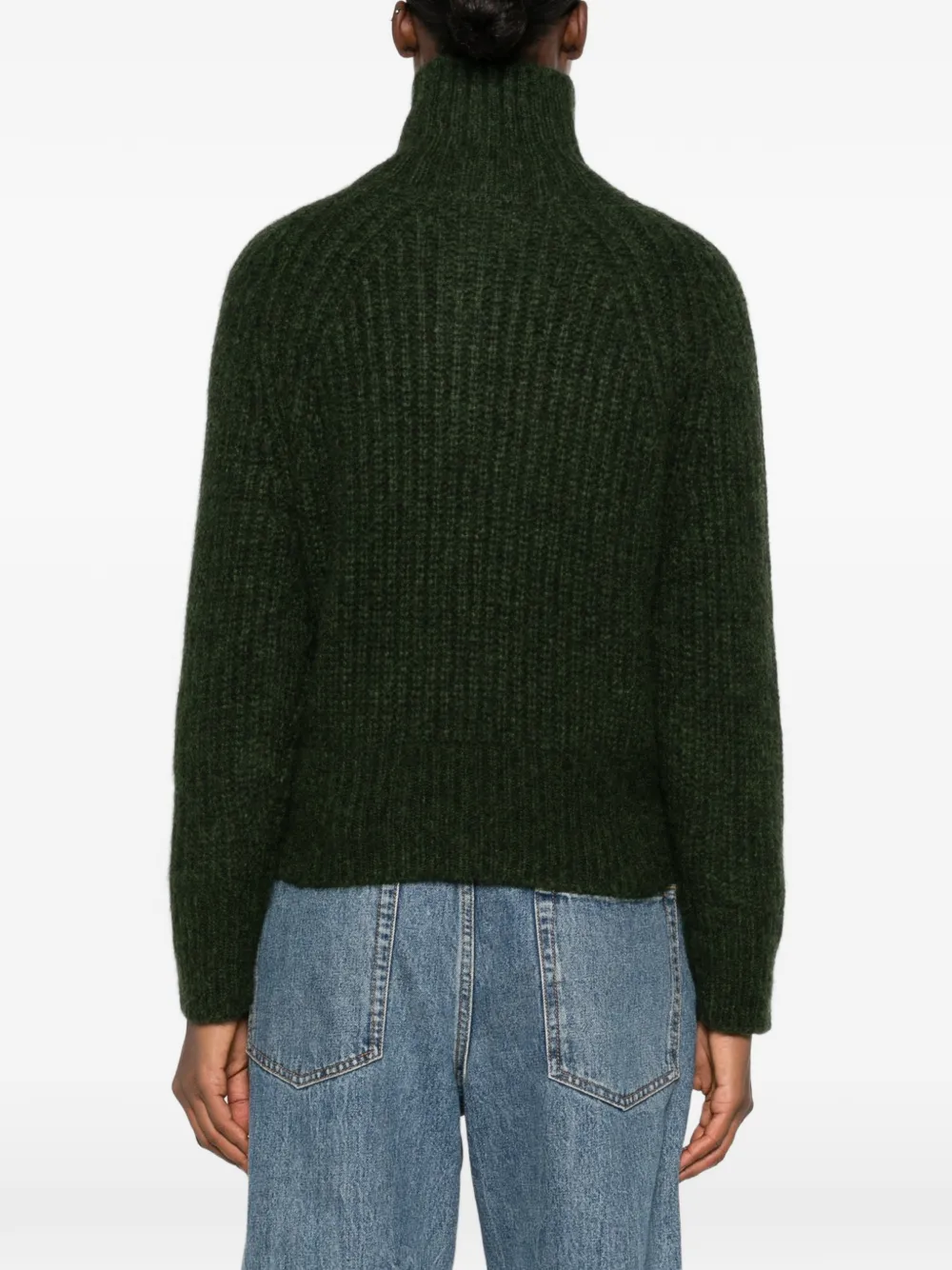 Allude Troyer ribgebreide trui met kwartrits Groen
