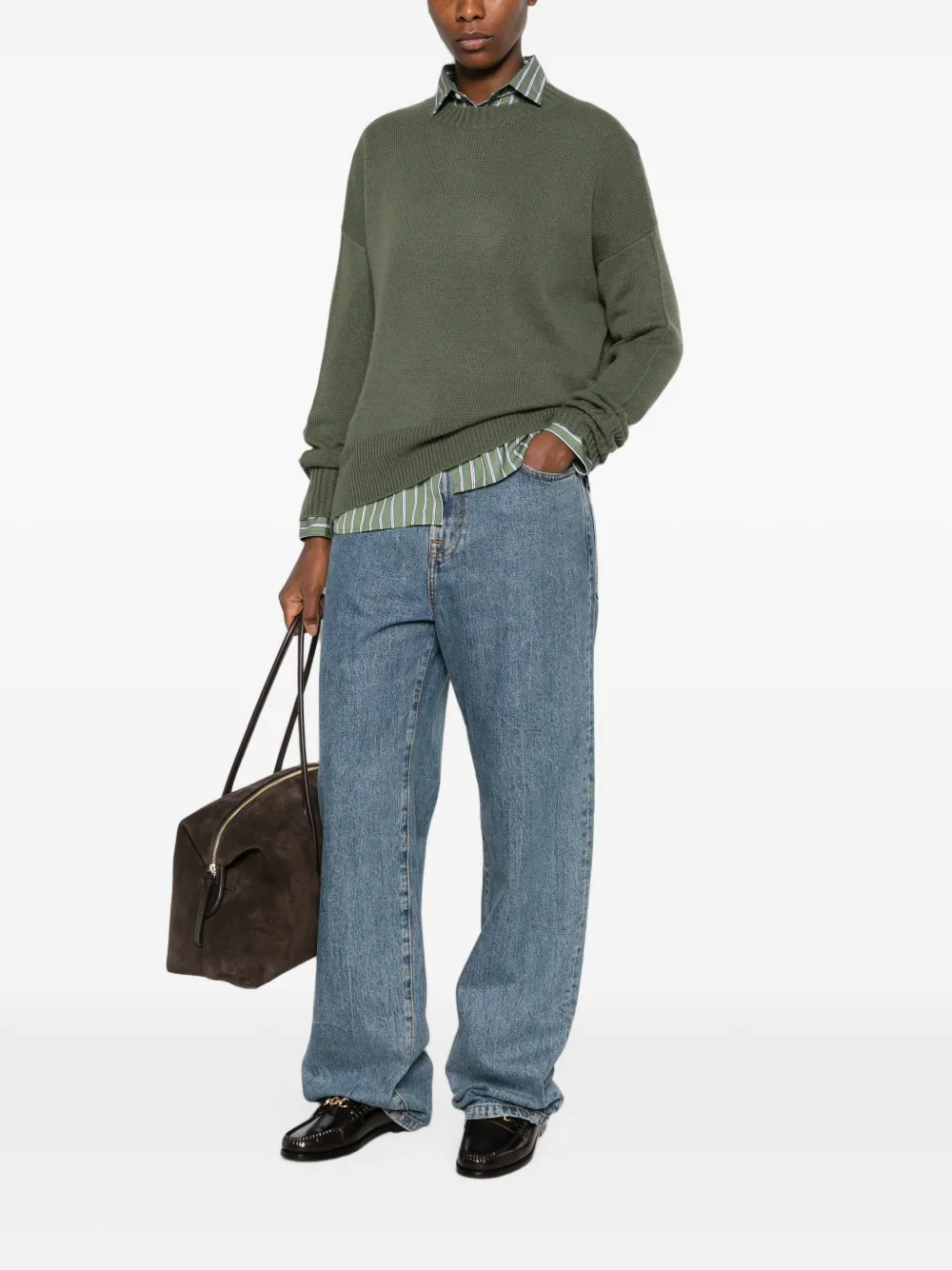 Allude Ribgebreide trui Groen