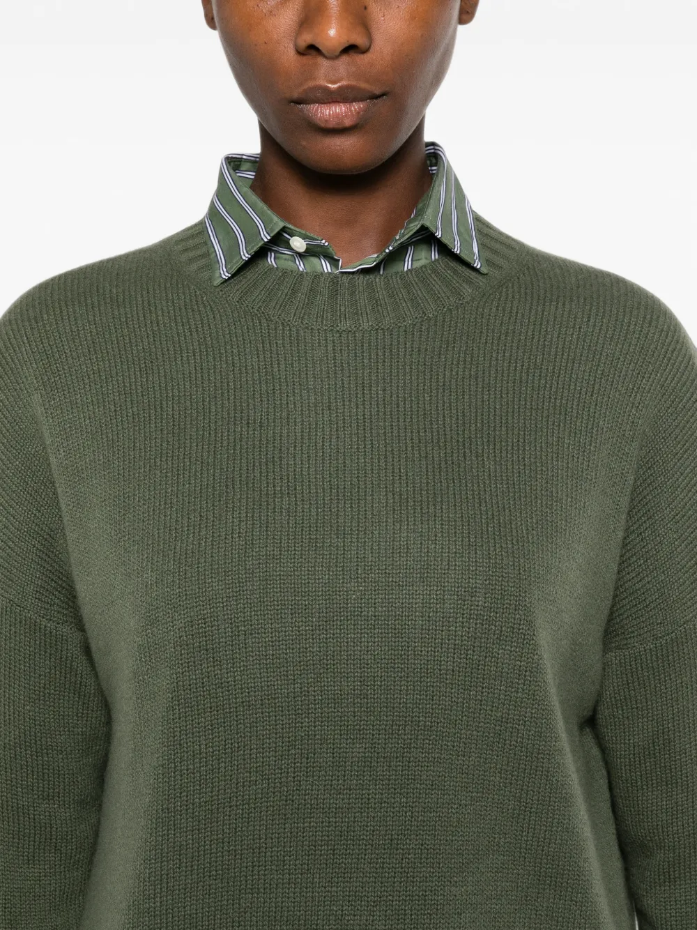Allude Ribgebreide trui Groen