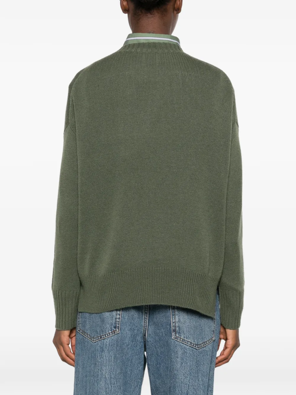 Allude Ribgebreide trui Groen