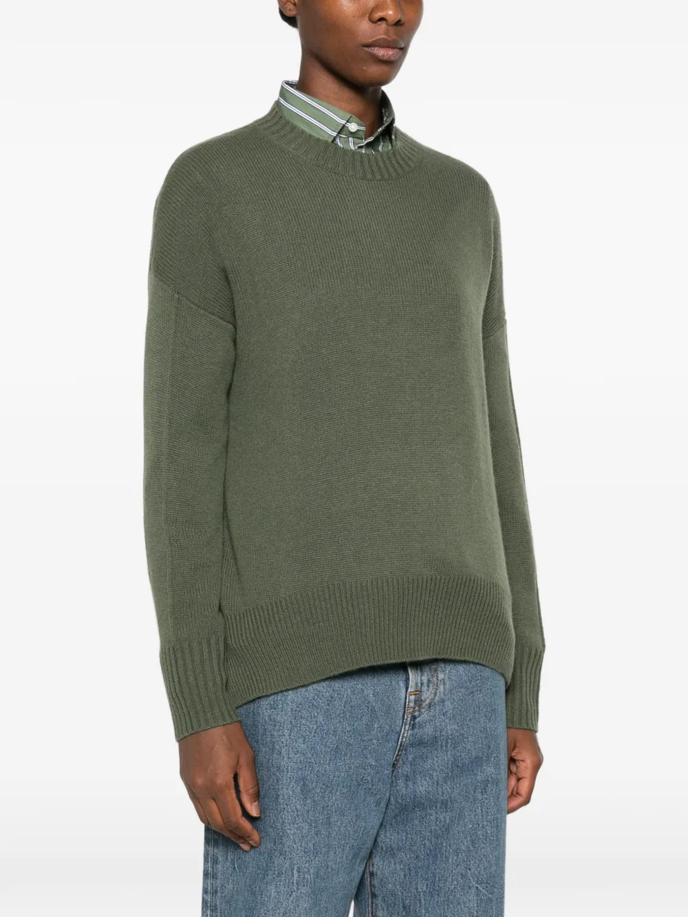 Allude Ribgebreide trui Groen
