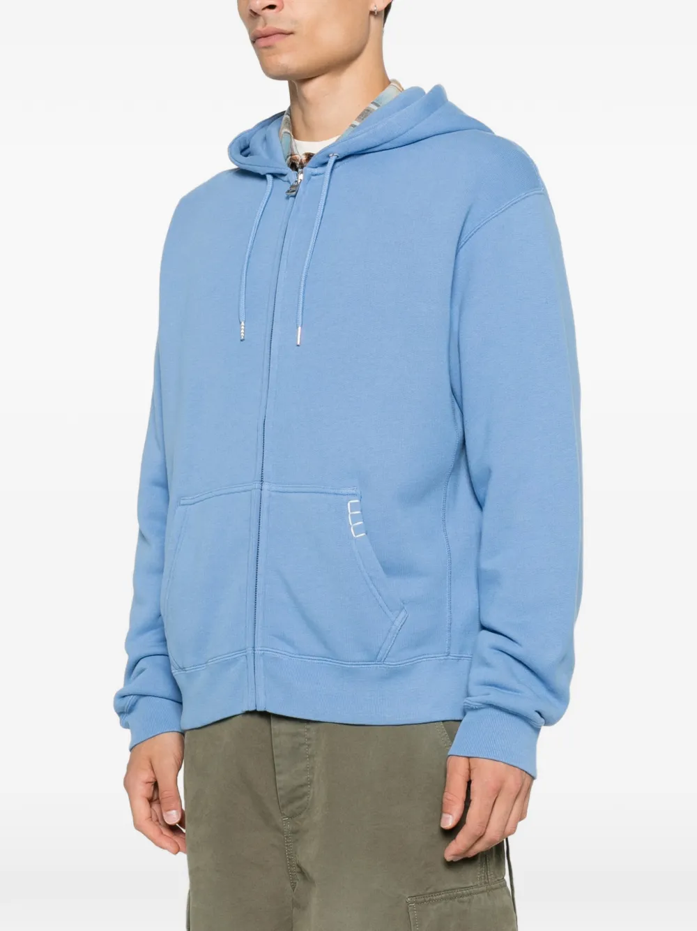 JW Anderson logo-embroidered zip-up hoodie Blauw