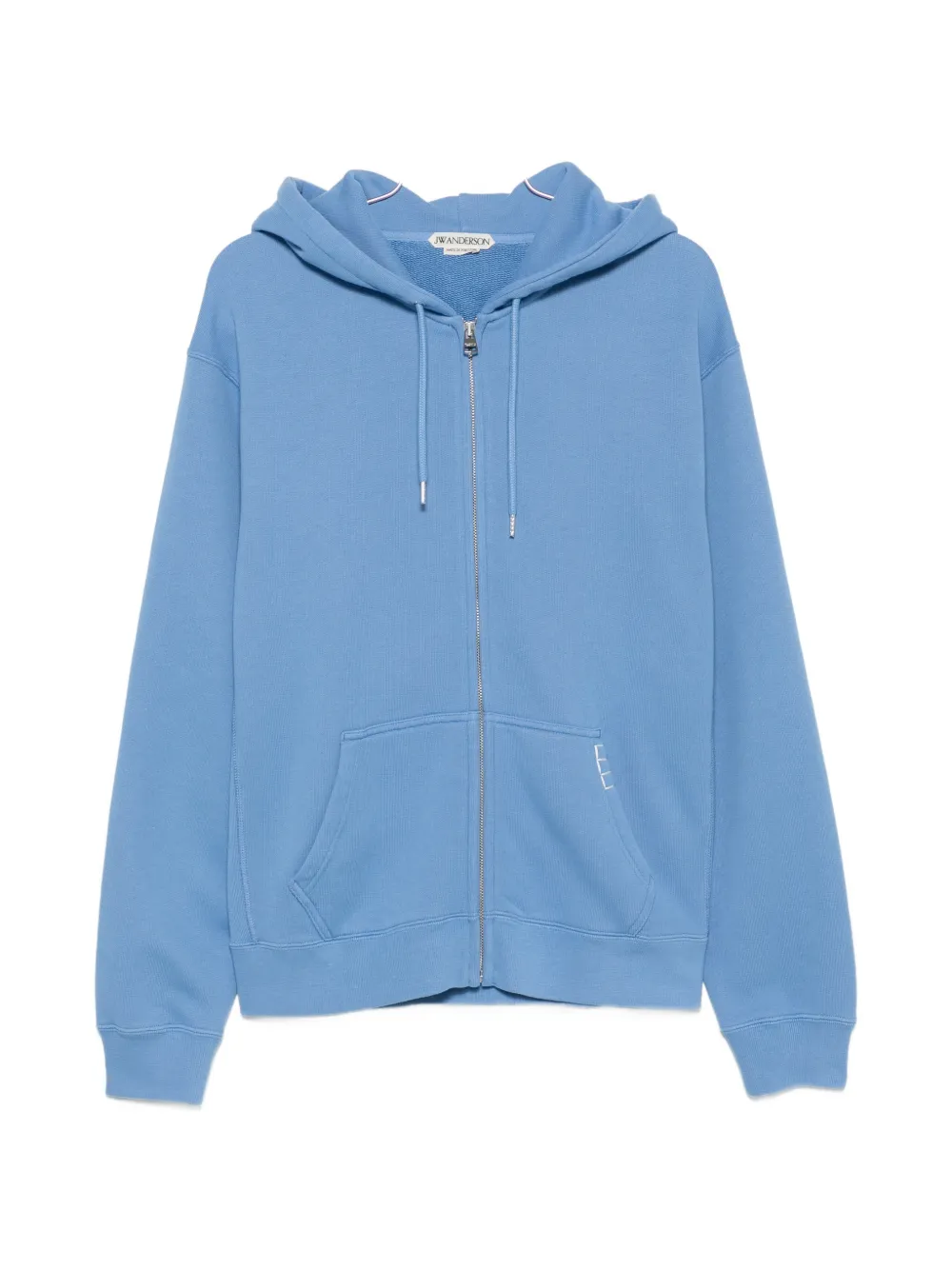 Jw Anderson Logo-embroidered Zip-up Hoodie In Blau