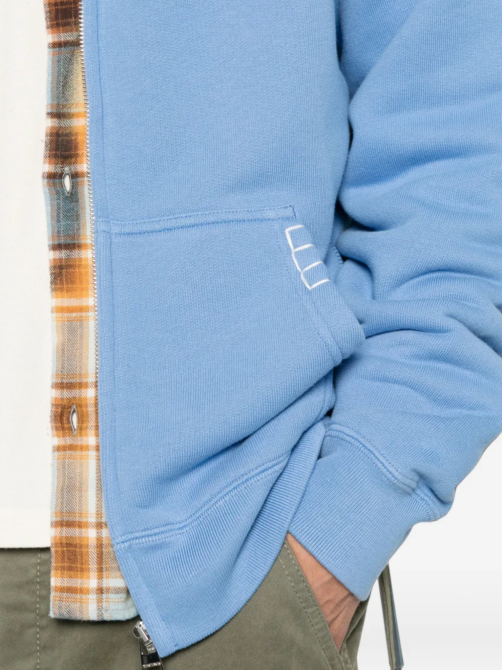 JW Anderson logo-embroidered zip-up hoodie Blauw