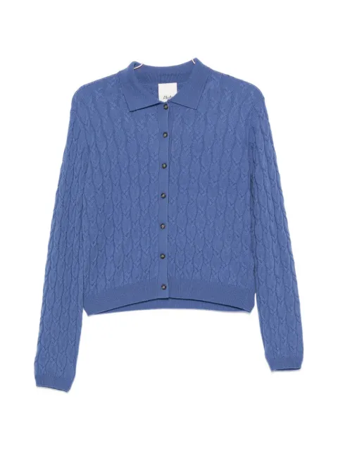 Allude cable-knit polo-collar cardigan